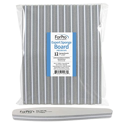 ForPro Professional Collection Expert Sponge Board 100180 Grit DoubleSided Nail Board 7 L x 125 W 12Count